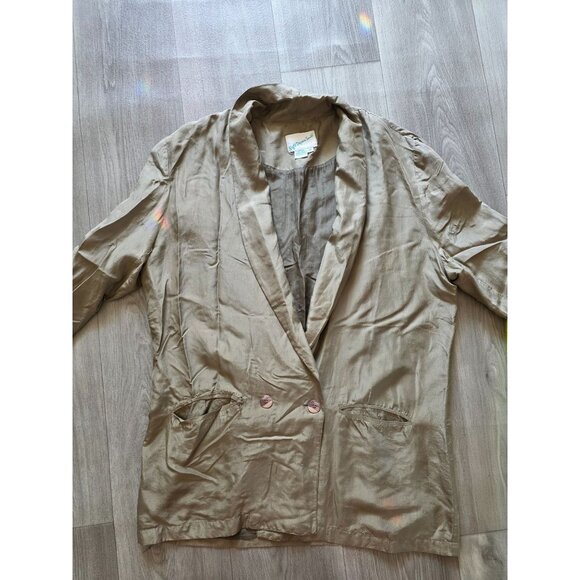 Eight Degrees South Olive Green Silk Blazer Jacket M - Picture 4 of 7